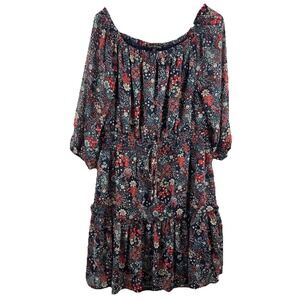 RYAN MICHELLE Womens Off Shoulder Drawstring waist Sheer‎ BOHO Dress - PXL